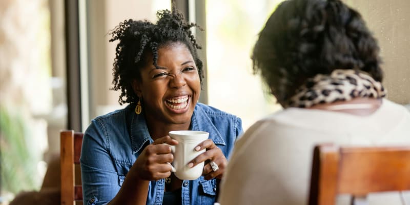 Residents out for coffee near Fox Run Apartments in Edgewood, Maryland