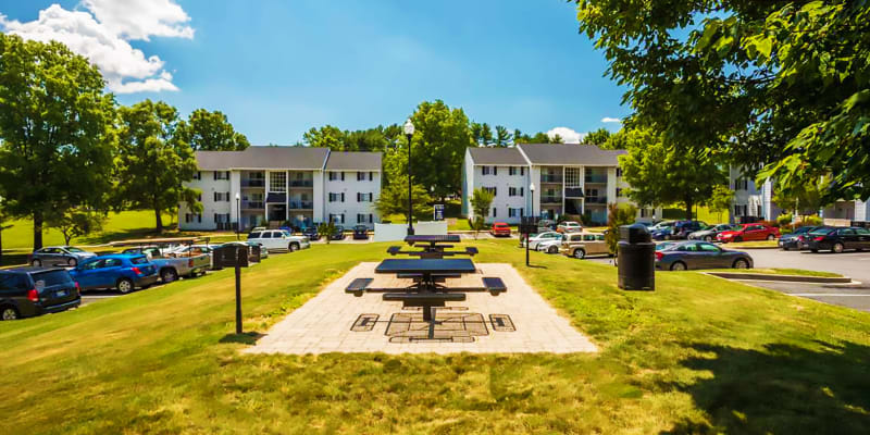 Grilling stations at Fox Run Apartments in Edgewood, Maryland