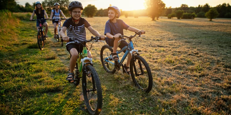 Residents out biking near Marrion Square Apartments in Pikesville, Maryland