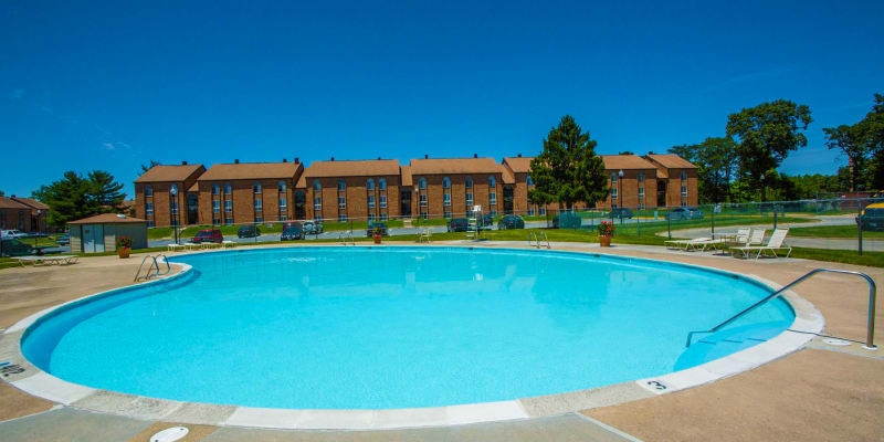 Sparkling pool at Tuscany Gardens Apartments in Windsor Mill, Maryland