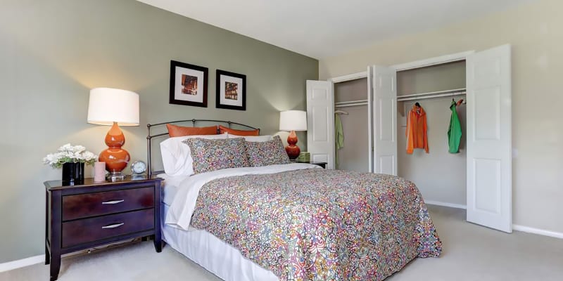 Model bedroom at Hamilton Springs Apartments in Baltimore, Maryland