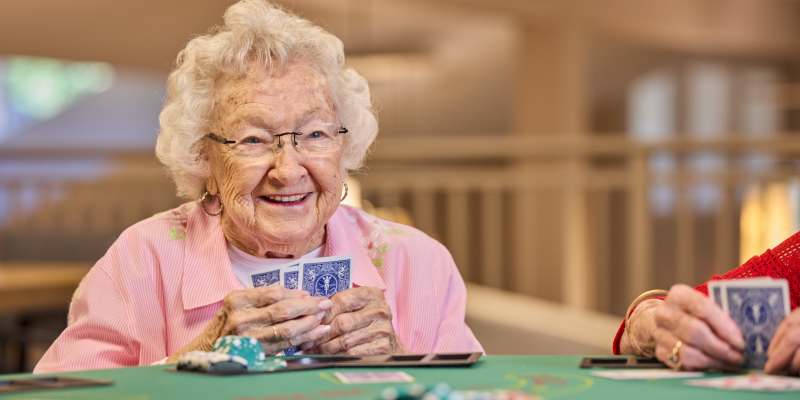 Playing cards at The Barclay at Whiskey Road in Aiken, South Carolina