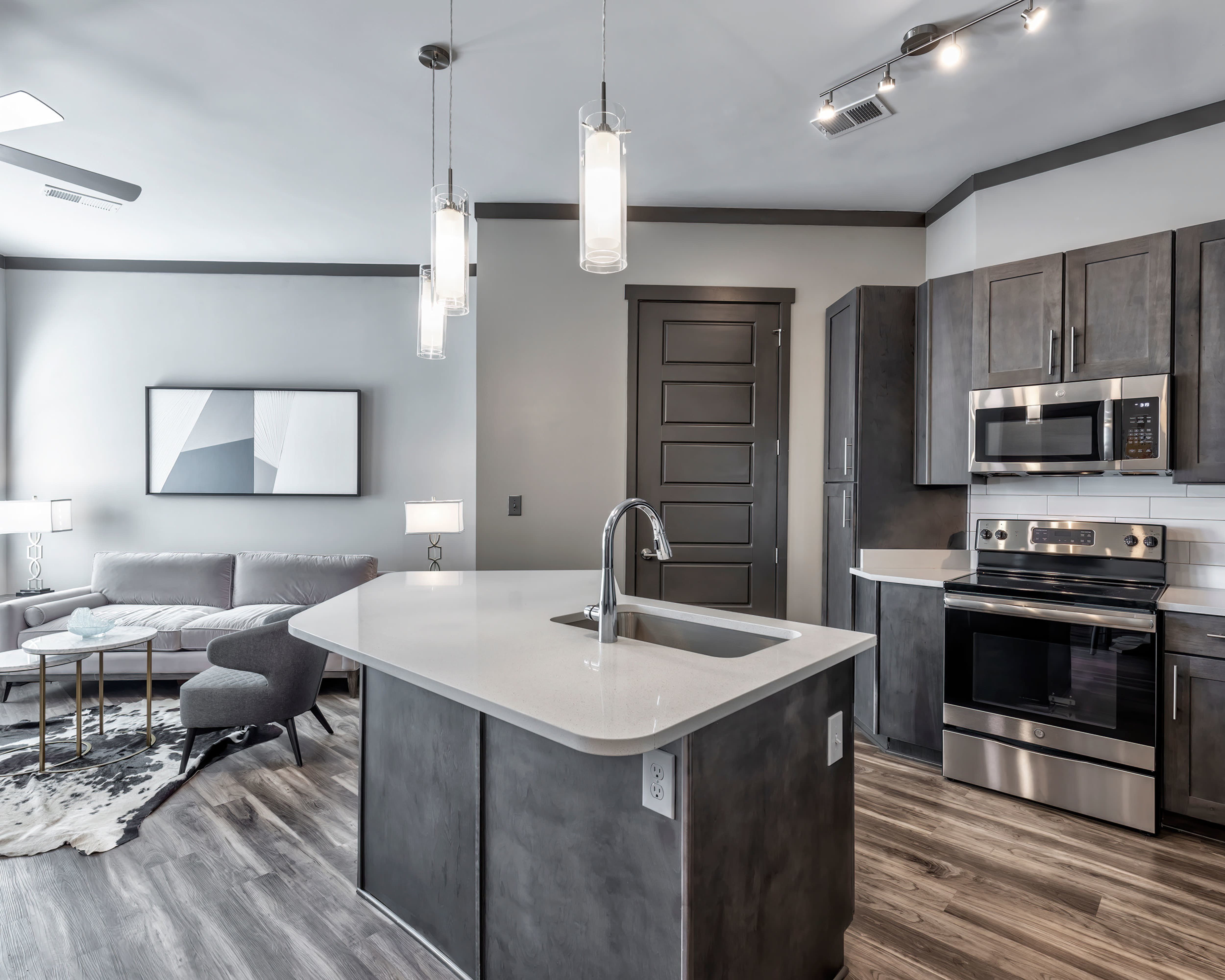 kitchen with island in the center 