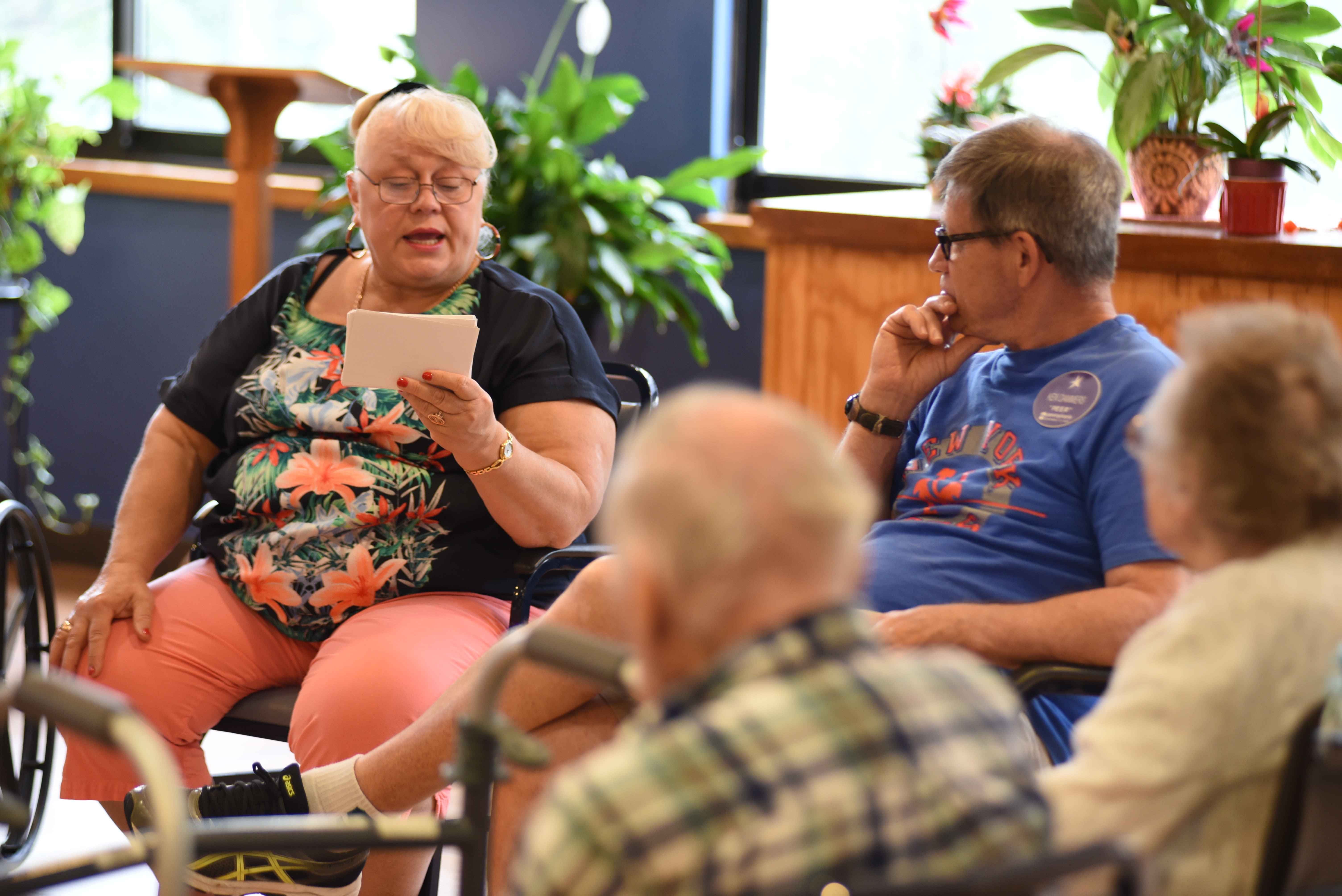 Residents hanging out together at the bar at Belle Reve Senior Living in Milford, Pennsylvania
