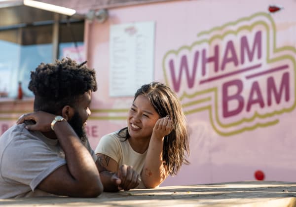 Residents at a food truck near 44 South in Austin, Texas