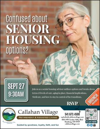 flyer at Callahan Village Retirement  and Assisted Living in Roseburg, Oregon