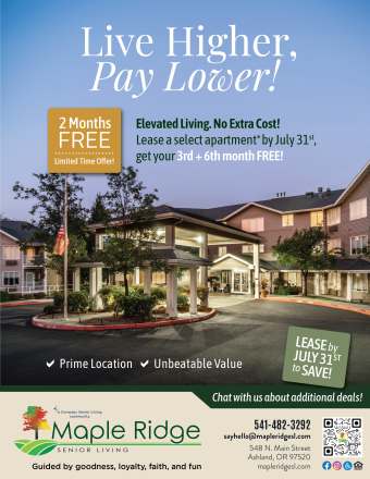 Flyer at Maple Ridge Senior Living in Ashland, Oregon