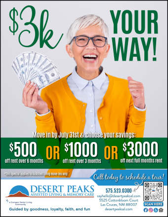 July Flyer at  Desert Peaks Assisted Living and Memory Care in Las Cruces, New Mexico 