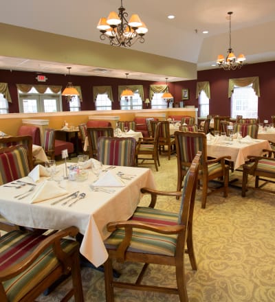 Tableset in the dining room at The Keystones of Cedar Rapids in Cedar Rapids, Iowa