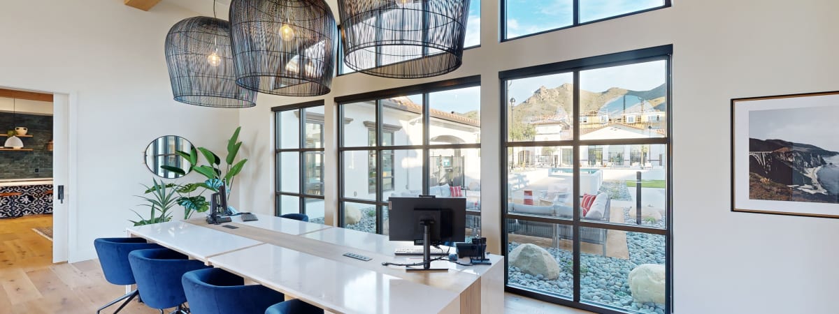 Luxurious and stylish leasing office inside the clubhouse at The Villas at Anacapa Canyon in Camarillo, CA