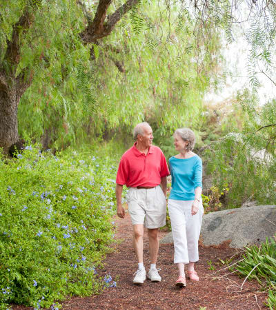 Couple walking at Westmont Village in Riverside, California