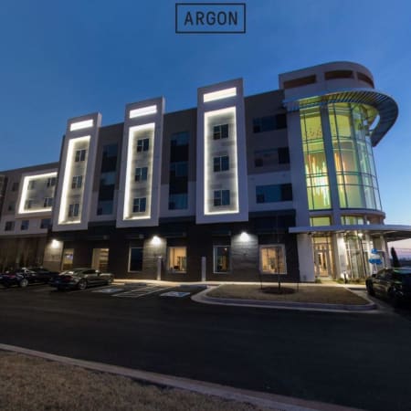 Exterior of building at twilight at Argon in Oklahoma City, Oklahoma