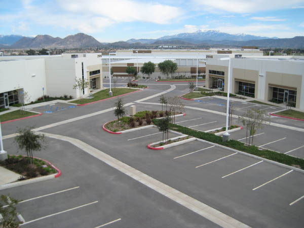 Large parking area at Daytona Business Park in Perris, California