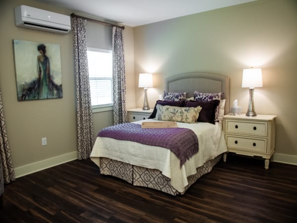 Inviting bedroom at Westminster Memory Care in Aiken, South Carolina.