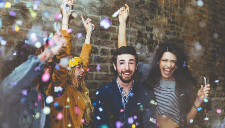 Partygoers having a grand time in Delray Beach, Florida