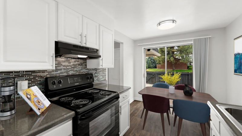 Modern appliances in kitchen at The Wesley in Denver, Colorado