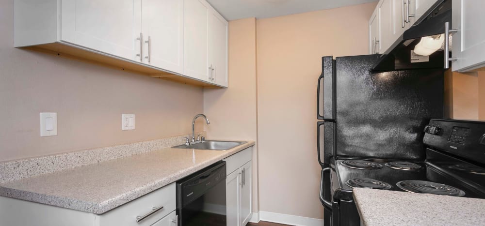 Plenty of kitchen counter space at Heights at Sheridan in Bremerton, Washington
