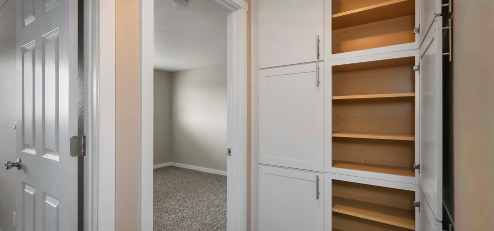 Built in shelving at Heights at Sheridan in Bremerton, Washington