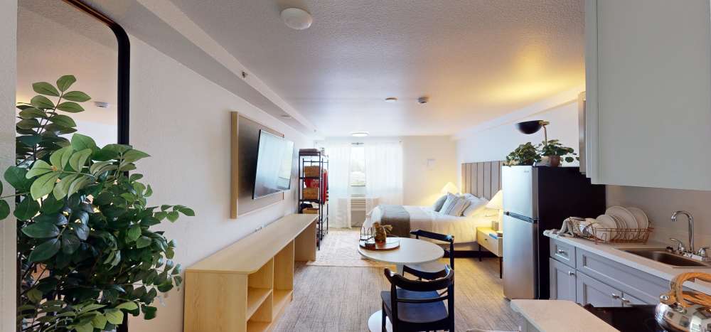 Spacious studios with kitchens at Thea Apartments in Tacoma, Washington