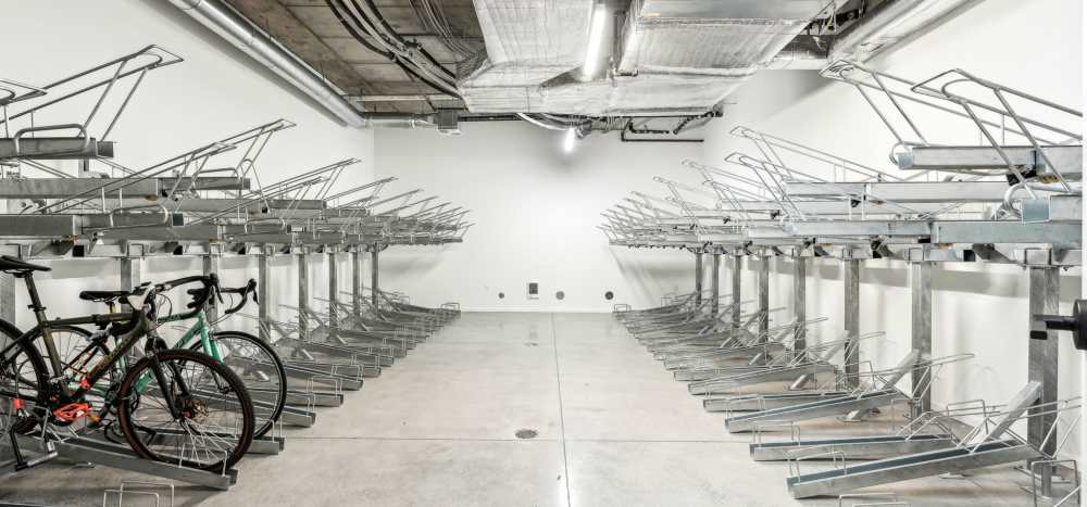 Bike storage room at Rothko Residences in Portland, Oregon