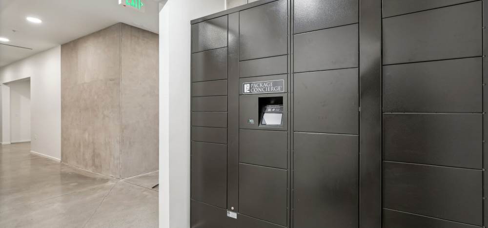 Secure package lockers for deliveries at Rothko Residences in Portland, Oregon