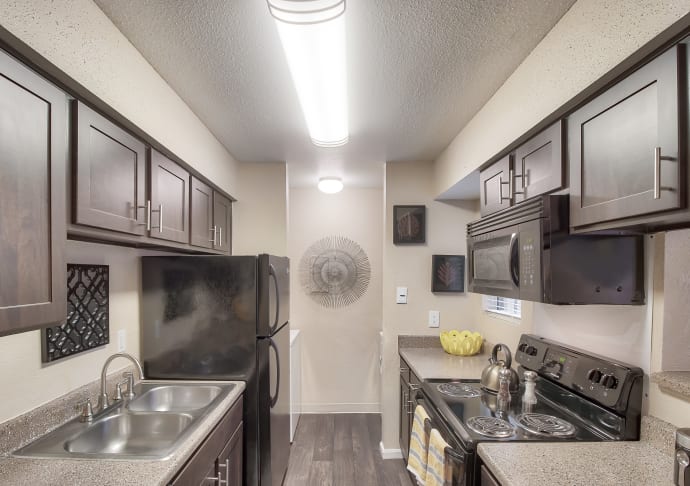 Kitchen at Promontory Point Apartments in Austin, Texas