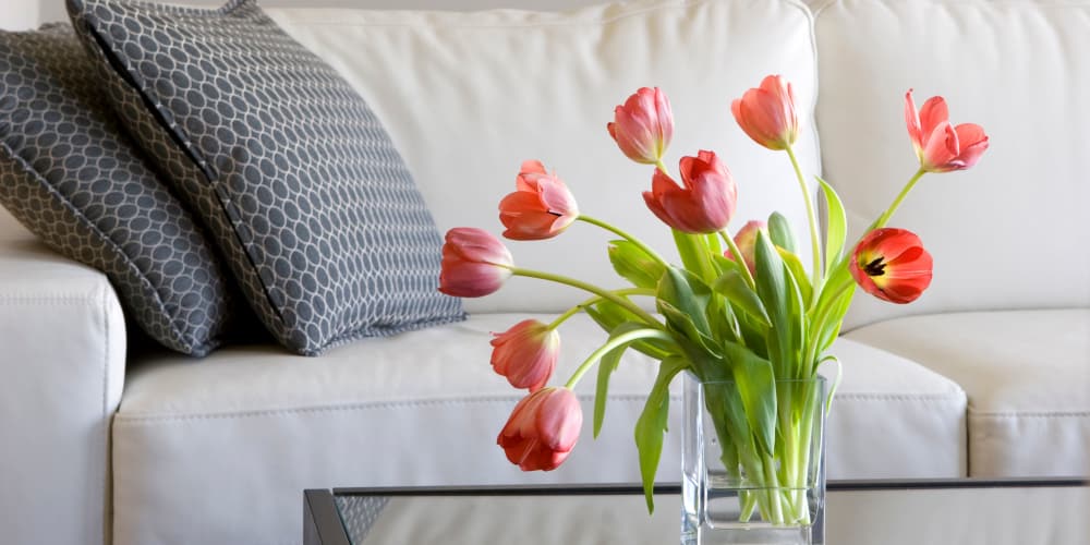 Flowers in living room at Ardendale Apartments in Sacramento, California