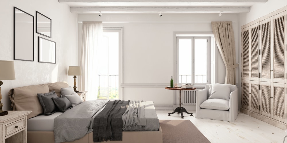 Model master bedroom at Empire in Henderson, Nevada