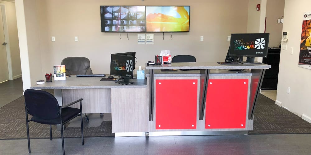 Security desk at StorQuest Self Storage in Elk Grove, California