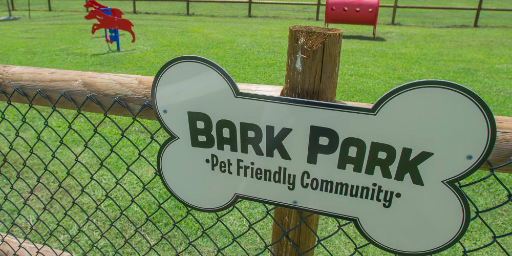 An onsite dog park at Country Hollow in Tulsa, Oklahoma