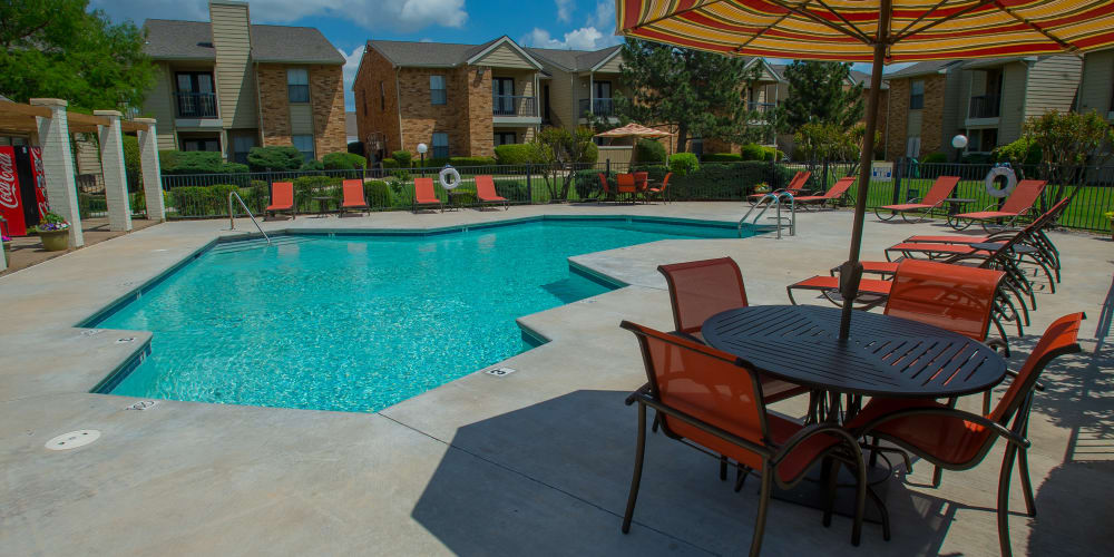 The community pool at Cimarron Trails Apartments in Norman, OK
