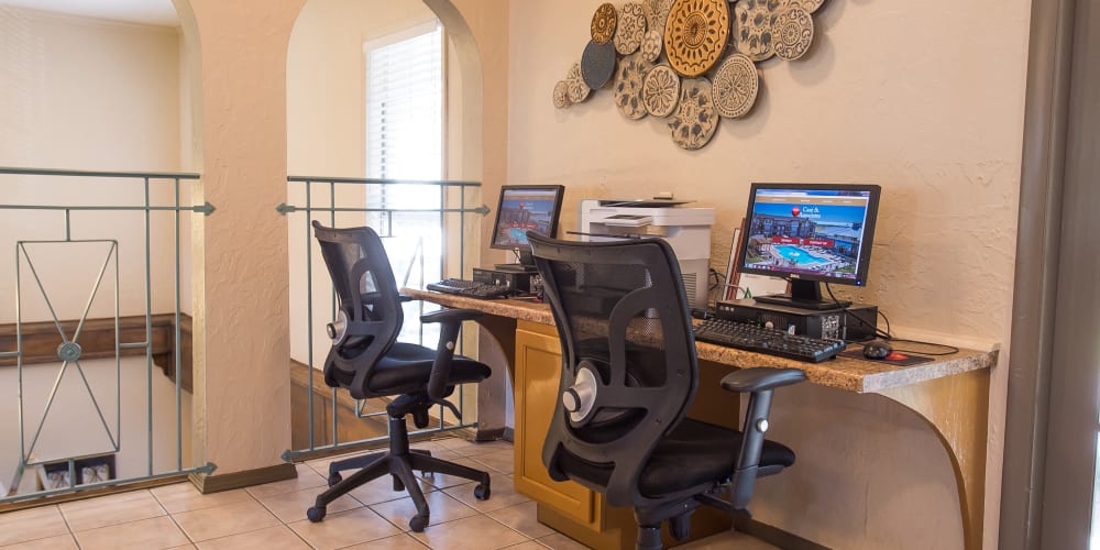 Business center at Barcelona Apartments in Tulsa, Oklahoma