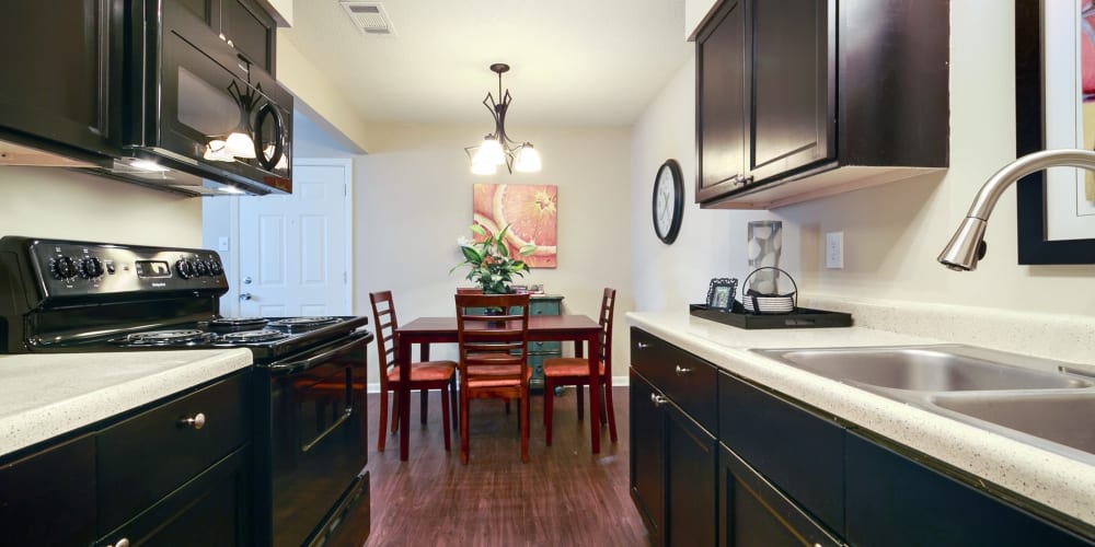 Full kitchens at The Waterford in Little Rock, Arkansas