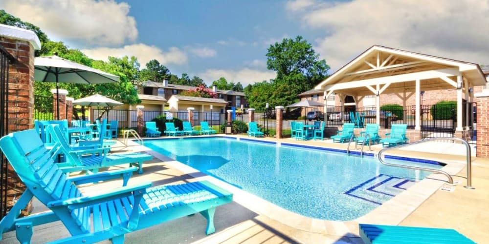 Sparkling swimming pool available at The Waterford in Little Rock, Arkansas.