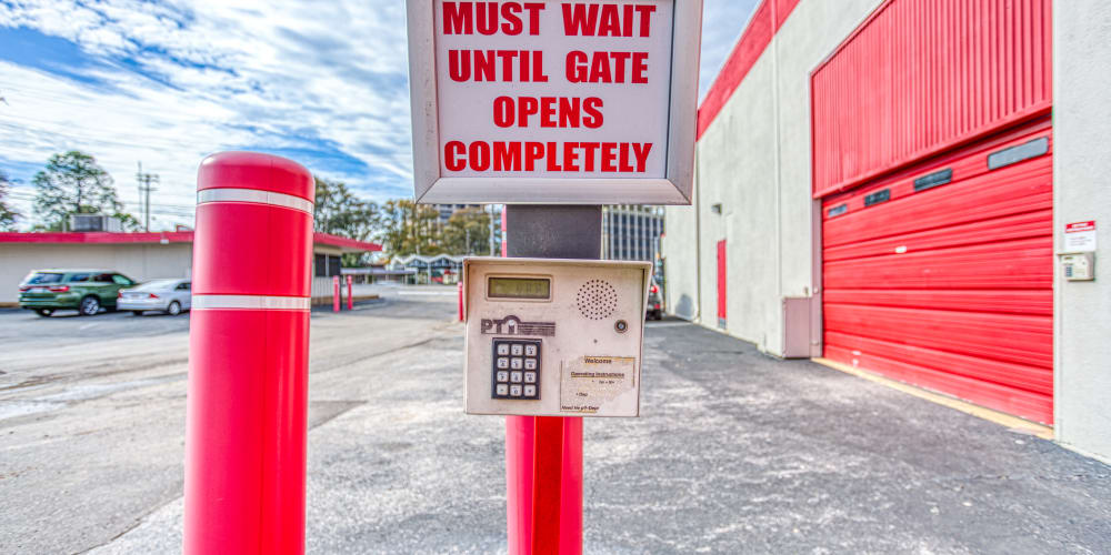 Keypad at gated entry to Devon Self Storage in Memphis, Tennessee