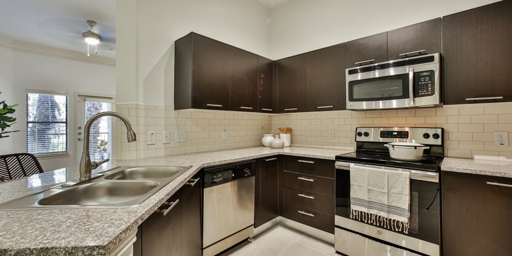 Interior of kitchen at Broadstone Toscano in Houston, Texas