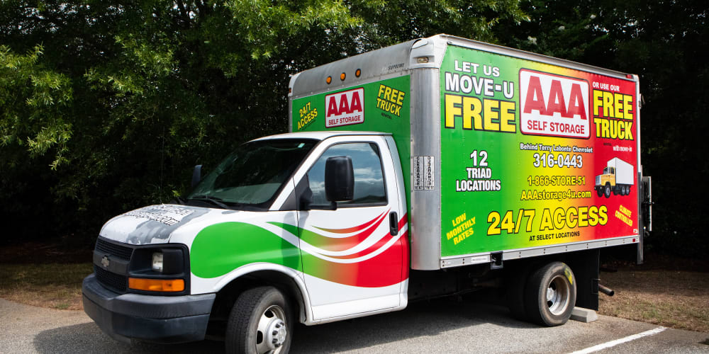 rent a moving truck at AAA Self Storage at Landmark Center Blvd in Greensboro, North Carolina