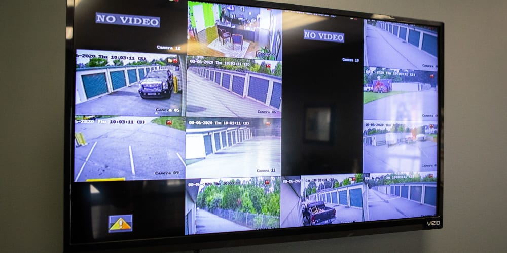 surveillance screens at AAA Self Storage at Willard Dairy Rd in High Point, North Carolina