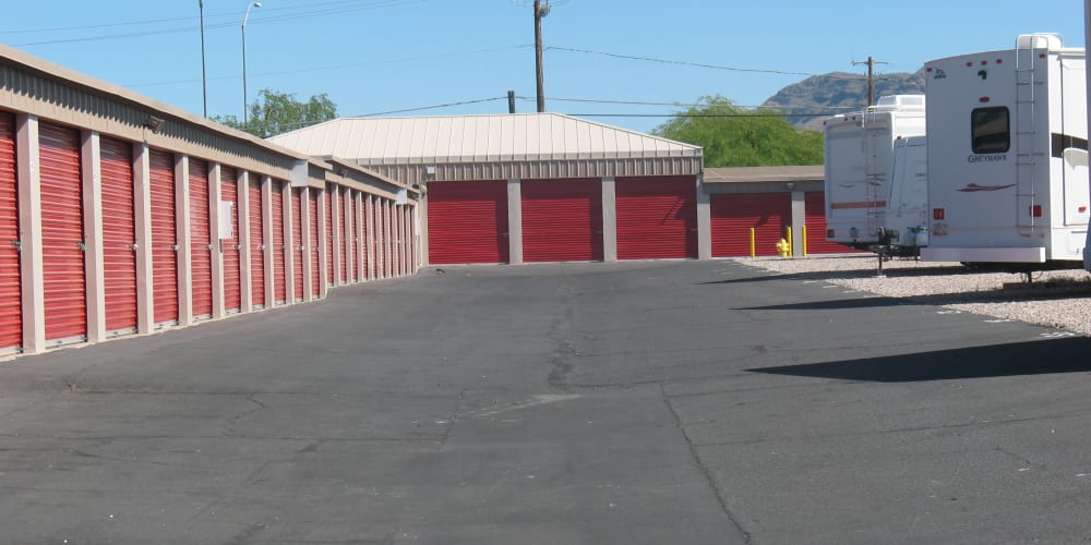 Outdoor units and RV parking at StorQuest Self Storage in Apache Junction, Arizona