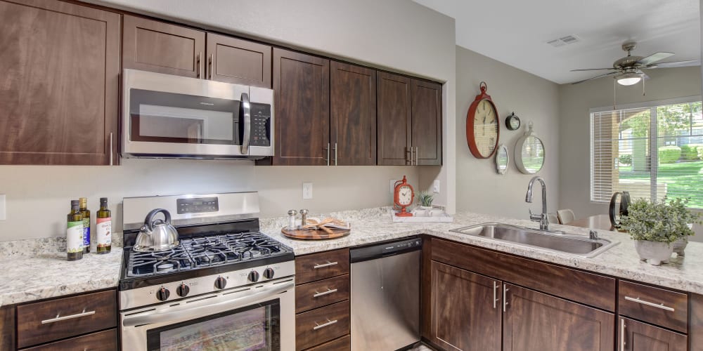 Model kitchen at Willowbrook Apartments in Las Vegas, Nevada