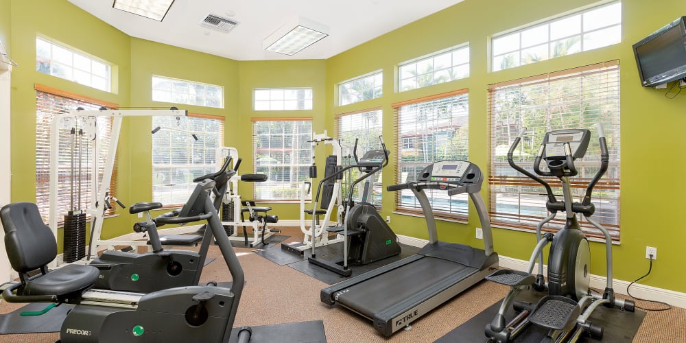 Fitness center at Delray Bay Apartments in Delray Beach, Florida