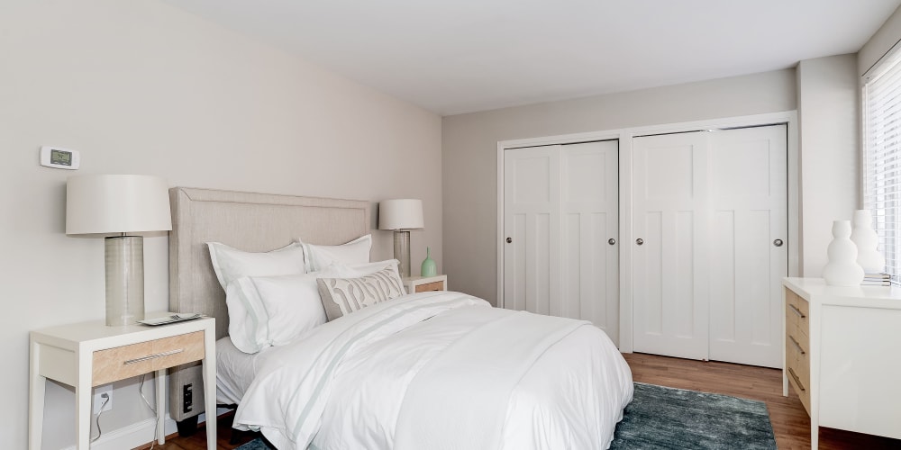Very brightly lit bedroom in a model home at Bristol House in Washington, District of Columbia