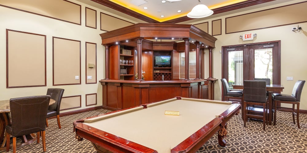 Billiard room at Ibis Reserve Apartments in West Palm Beach, Florida