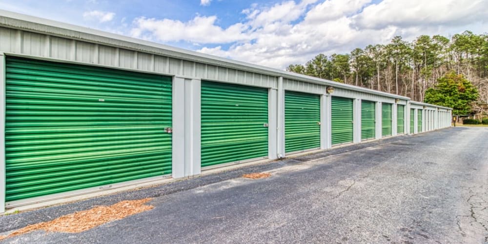 Wide driveways for excellent access to drive-up storage units at Devon Self Storage in Williamsburg, Virginia