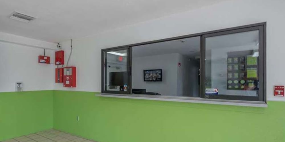 Leasing office interior at Devon Self Storage in Pompano Beach, Florida