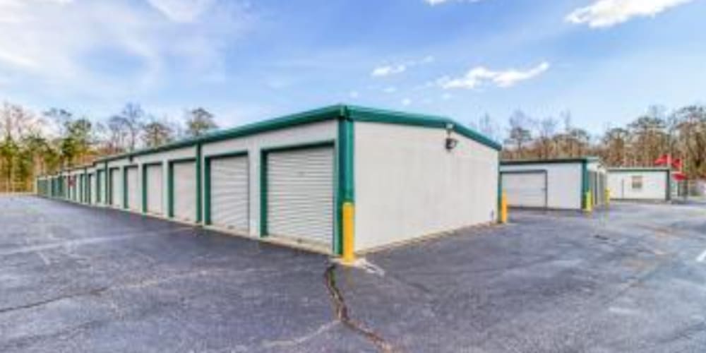 Wide driveways for easy access to outdoor storage units at Devon Self Storage in Newport News, Virginia