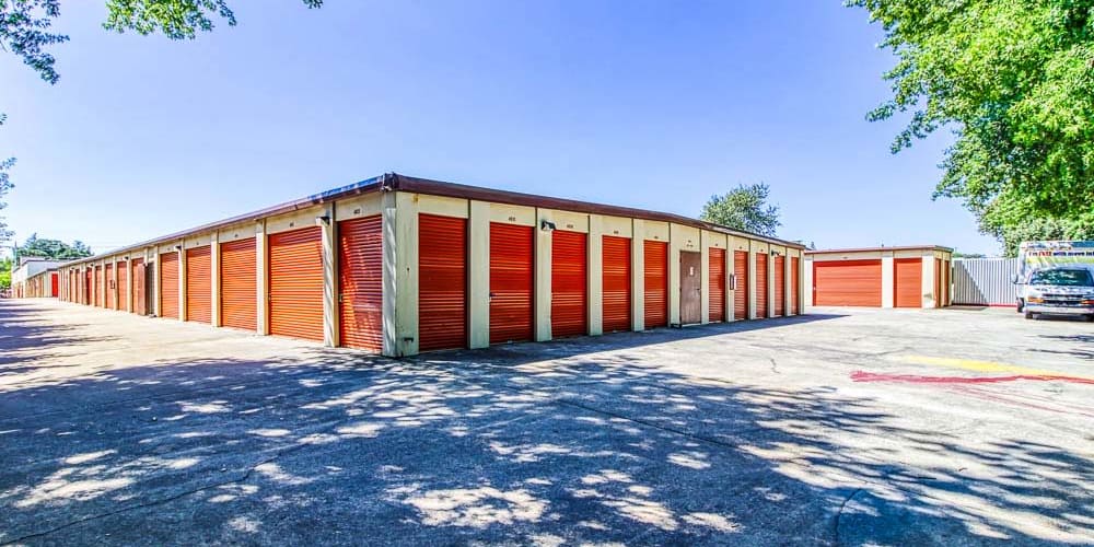 Outdoor self storage units at Devon Self Storage in Orangevale, California