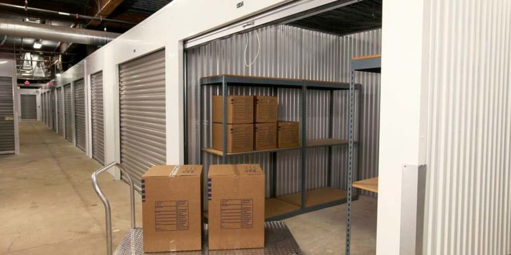 Clean indoor self storage unit at Devon Self Storage in Sacramento, California