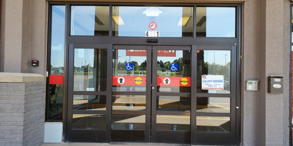 Exterior view of the entrance to our self storage building at Devon Self Storage in Hazlet, New Jersey