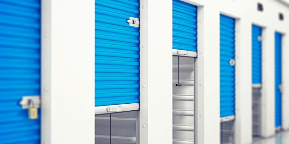 open doors of storage units at Trojan Storage of Shoreline in Shoreline, Washington